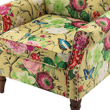 HULALA HOME Modern Wingback Accent Chair with Wood Legs & Removable Cushion, Comfy Upholstered Armchair with Nailhead Trim, Floral Pattern Single Sofa Chair for Living Room Bedroom, Blue