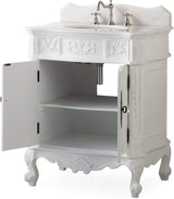 30.75 Ellenton Antique Style White Bathroom Sink Vanity & Mirror Set HF-080W-AW-BS-MIR