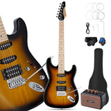 Leo Jaymz 39 Full Size ST Style Electric Guitar Starter Kit with SSH Pickup, 5W Portable Amp, Tuner, Gig Bag, Strap & Accessories (Violet Ocean)