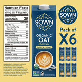SOWN Organic Oat Creamer Unsweetened – Barista Oat Milk Non Dairy Coffee Creamer – Plant Based, Dairy-Free, Vegan, 0g Added Sugar, Gluten-Free, Non-GMO, Shelf Stable – 32oz (Pack of 6)
