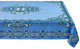 YiHomer Mykonos Blue Paisley Tile Bordered Tabletop for Spring Summer Decorations, Picnics and Dinner Parties – Indoor Outdoor, Stain and Water Resistant, Tablecloth, 60 x 84 Rectangle