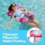 Sloosh Pool Floats Chairs Adult,Inflatable Pool Lounge,Plant Pattern Floating Mat Hammock,Blow up Water Chairs Noodles rafts for Party Summer Water Beach Fun