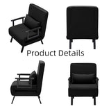 3 in 1 Sleeper Sofa Bed, Futon Sofa Bed for Living Room with Side Pocket, Black Sleepers Sofa Couch with Pullout Bed, Convertible Love Seat Sleepers Bed for Living Room, Bedroom, Small Space