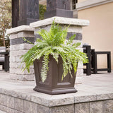 Mayne Fairfield 16in Square Planter – Espresso – Durable Self Watering Resnin Planter (5887-ES)