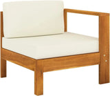 fashionable Furniture Sets 6 Piece Patio Lounge Set with Cream White Cushions Acacia Wood Outdoor Tables for Conversation Dining Outdoor Side Table White