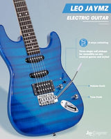 Leo Jaymz 39 Full Size ST Style Electric Guitar Starter Kit with SSH Pickup, 5W Portable Amp, Tuner, Gig Bag, Strap & Accessories (Violet Ocean)