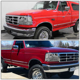 DNA Motoring for 92-96 Ford F150/F250/F350/Bronco 6pcs Headlight+Corner/Side Marker Lamps Chrome/Clear 5 Gen 93 94 95 Left+Right