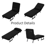 3 in 1 Sleeper Sofa Bed, Futon Sofa Bed for Living Room with Side Pocket, Black Sleepers Sofa Couch with Pullout Bed, Convertible Love Seat Sleepers Bed for Living Room, Bedroom, Small Space