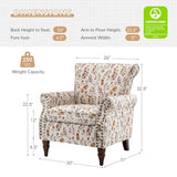 HULALA HOME Modern Wingback Accent Chair with Wood Legs & Removable Cushion, Comfy Upholstered Armchair with Nailhead Trim, Floral Pattern Single Sofa Chair for Living Room Bedroom, Blue