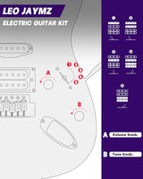 Leo Jaymz 39 Full Size ST Style Electric Guitar Starter Kit with SSH Pickup, 5W Portable Amp, Tuner, Gig Bag, Strap & Accessories (Violet Ocean)