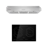 2 Piece Kitchen Appliances Packages Including Portable 2 Heating Elments Induction Cooktop and 30 Under Cabinet Range Hood